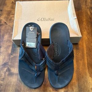 Olukai Black Kipi Men’s Sandals Size M 13